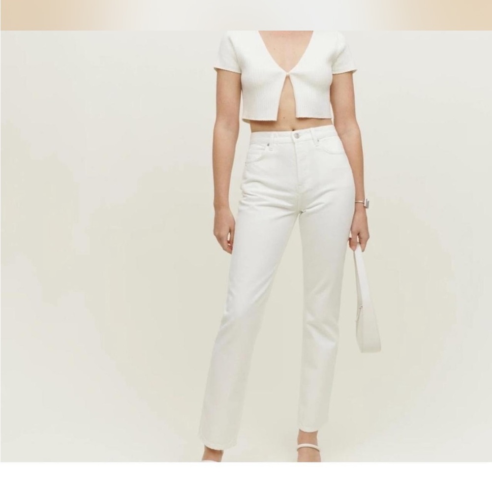 Reformation white straight jeans